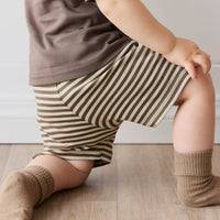 Pima Cotton Marley Short - Narrow Stripe Brownie/Biscuit Childrens Short from Jamie Kay Australia