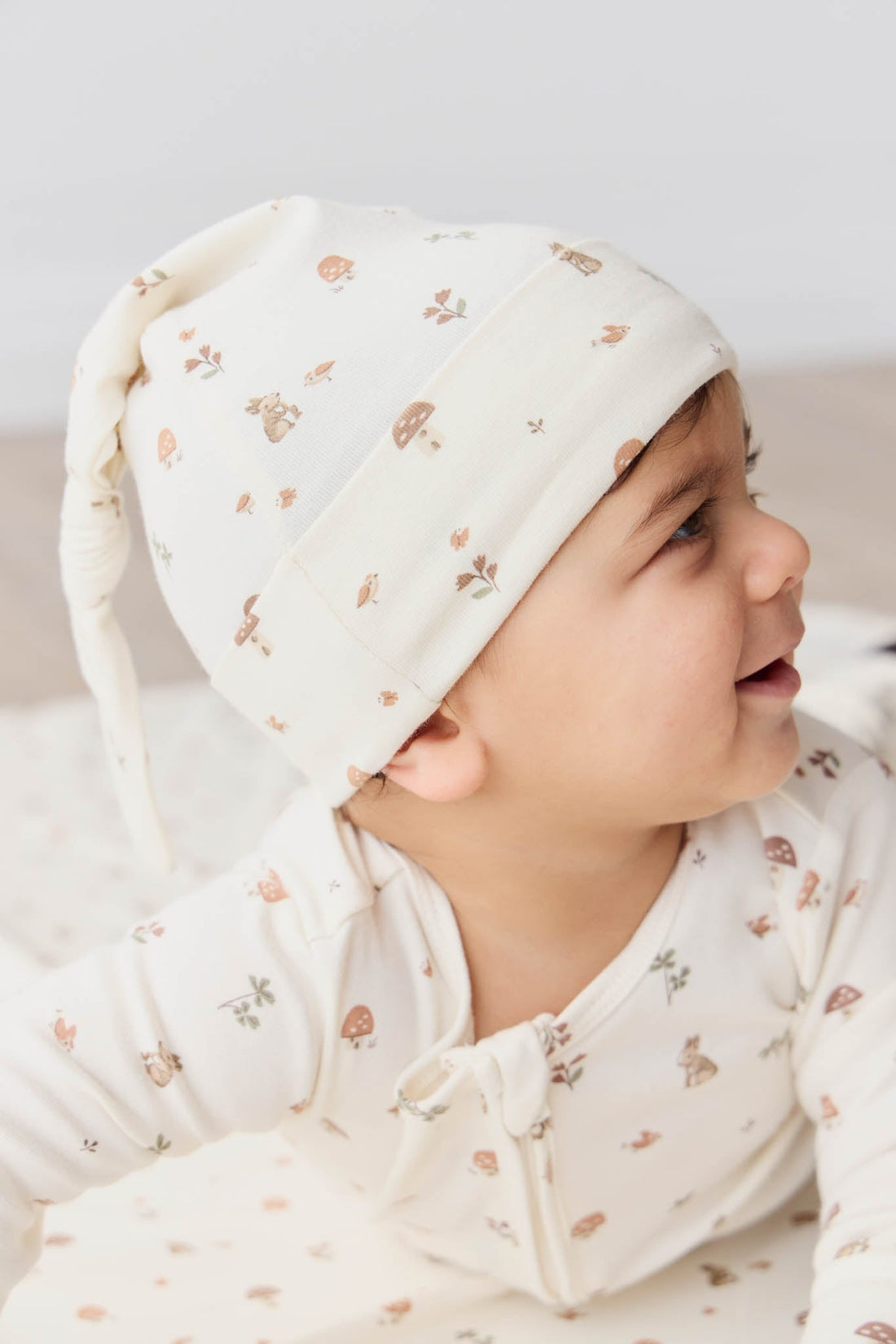 Organic Cotton Knot Beanie - Foraging Friends Childrens Hat from Jamie Kay Australia