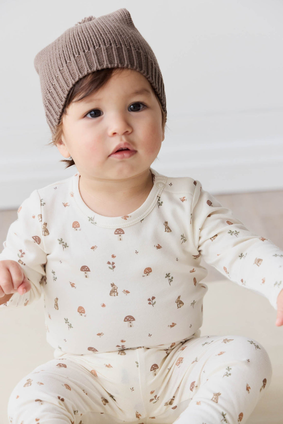 Organic Cotton Long Sleeve Bodysuit - Foraging Friends Childrens Bodysuit from Jamie Kay Australia