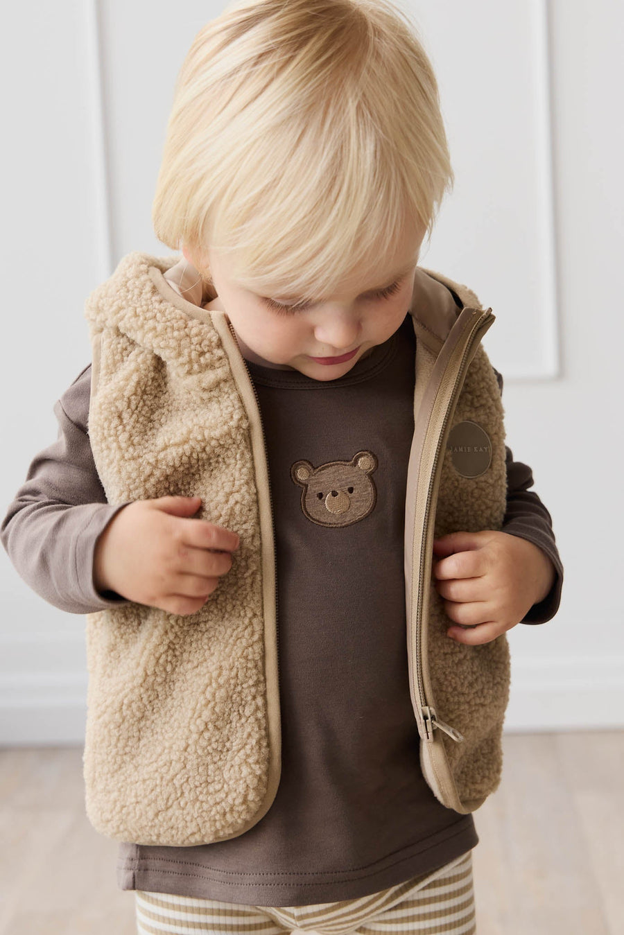 Neve Sherpa Vest - Cashew Childrens Vest from Jamie Kay Australia