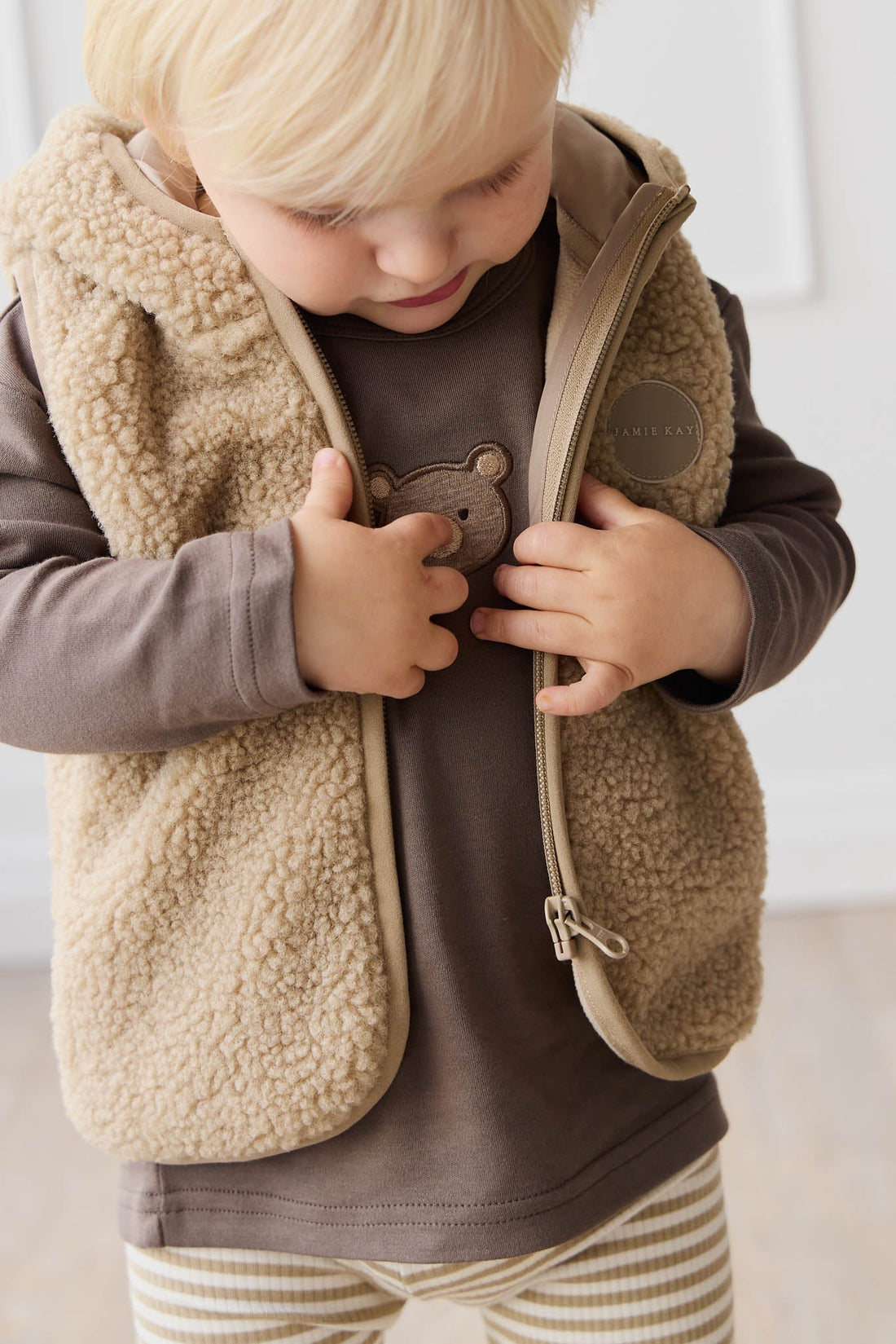 Neve Sherpa Vest - Cashew Childrens Vest from Jamie Kay Australia