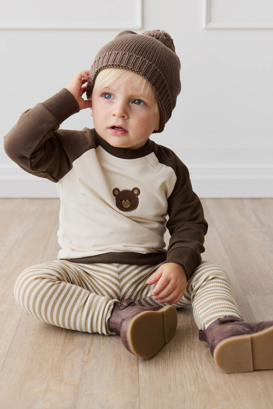 Organic Cotton Tao Sweatshirt - Cloud Bobbie Bear Childrens Sweatshirting from Jamie Kay Australia