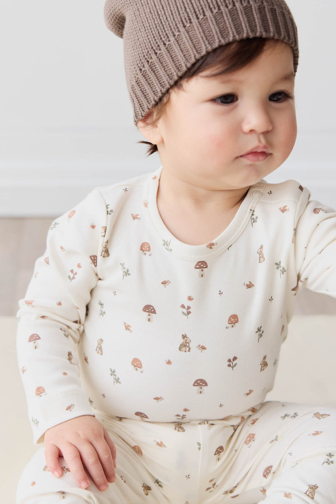 Organic Cotton Long Sleeve Bodysuit - Foraging Friends Childrens Bodysuit from Jamie Kay Australia