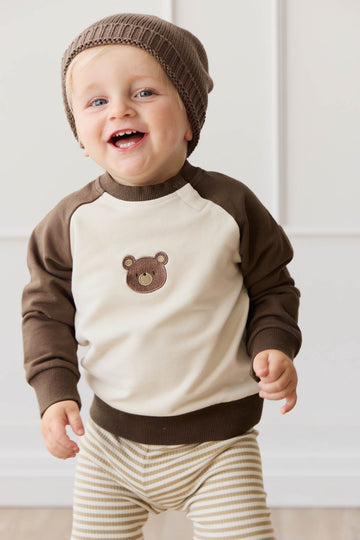 Organic Cotton Tao Sweatshirt - Cloud Bobbie Bear Childrens Sweatshirting from Jamie Kay Australia