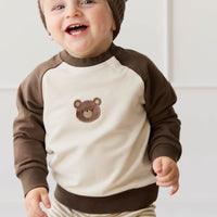 Organic Cotton Tao Sweatshirt - Cloud Bobbie Bear Childrens Sweatshirting from Jamie Kay Australia