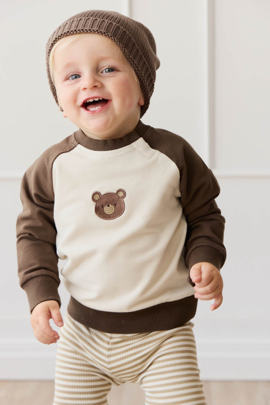 Organic Cotton Tao Sweatshirt - Cloud Bobbie Bear Childrens Sweatshirting from Jamie Kay Australia