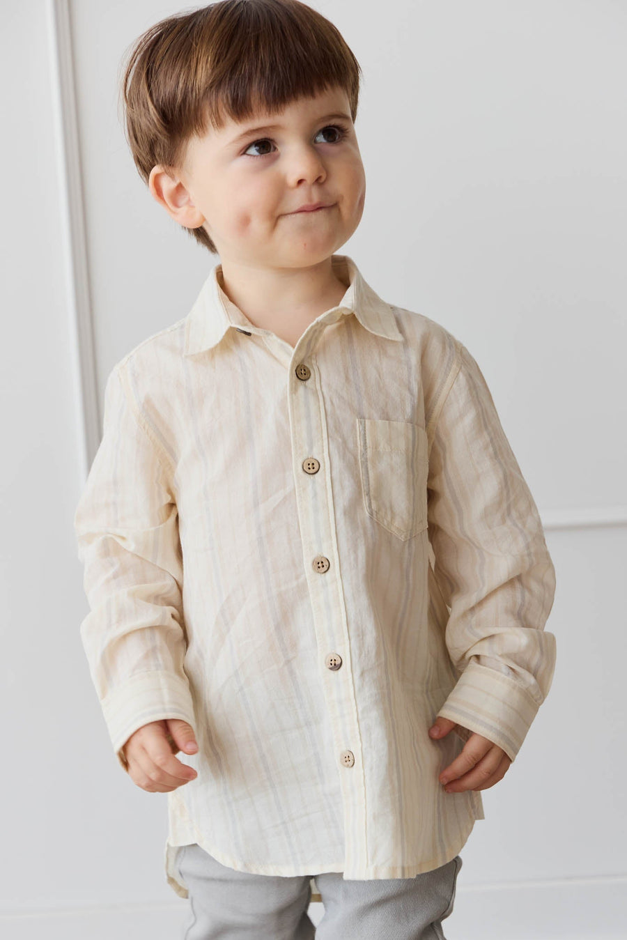 Isaiah Shirt - Coastal Stripe Cloud Childrens Shirt from Jamie Kay Australia