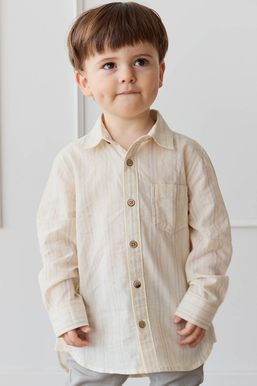 Isaiah Shirt - Coastal Stripe Cloud Childrens Shirt from Jamie Kay Australia