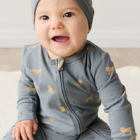 Organic Cotton Reese Zip Onepiece - Lenny Leopard Smoke Childrens Onepiece from Jamie Kay Australia