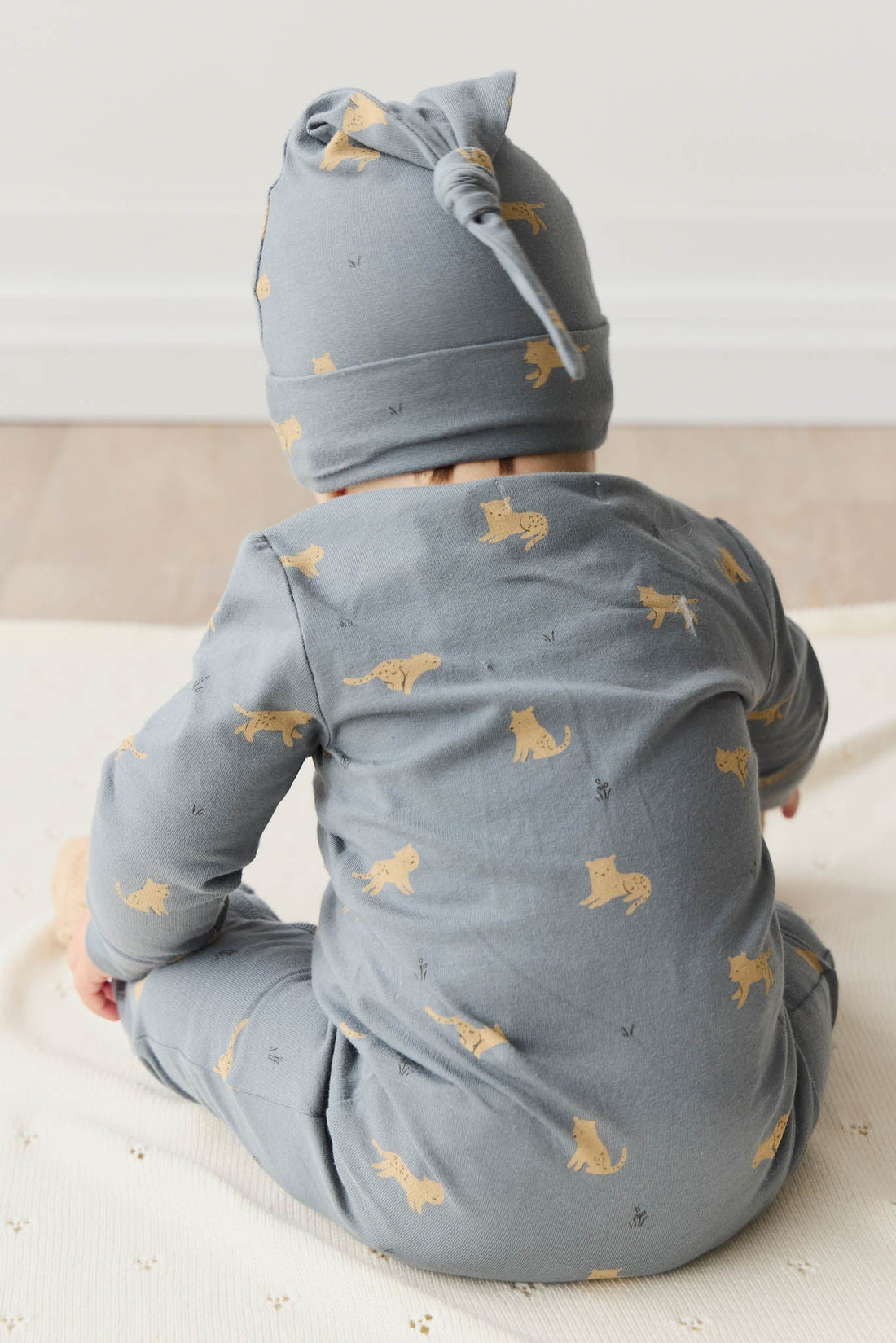 Organic Cotton Reese Zip Onepiece - Lenny Leopard Smoke Childrens Onepiece from Jamie Kay Australia