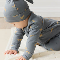 Organic Cotton Knot Beanie - Lenny Leopard Smoke Childrens Hat from Jamie Kay Australia