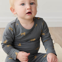 Organic Cotton Fernley Bodysuit - Lenny Leopard Smoke Childrens Bodysuit from Jamie Kay Australia