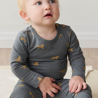 Organic Cotton Fernley Bodysuit - Lenny Leopard Smoke Childrens Bodysuit from Jamie Kay Australia