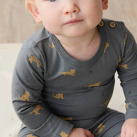 Organic Cotton Fernley Bodysuit - Lenny Leopard Smoke Childrens Bodysuit from Jamie Kay Australia