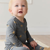 Organic Cotton Fernley Bodysuit - Lenny Leopard Smoke Childrens Bodysuit from Jamie Kay Australia