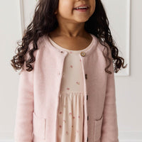 Aude Cardigan - Dainty Pink Marle Childrens Cardigan from Jamie Kay Australia