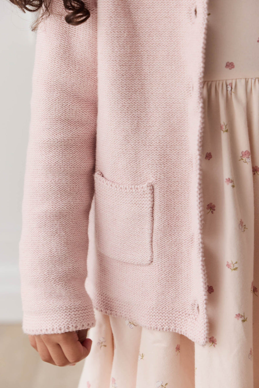 Aude Cardigan - Dainty Pink Marle Childrens Cardigan from Jamie Kay Australia