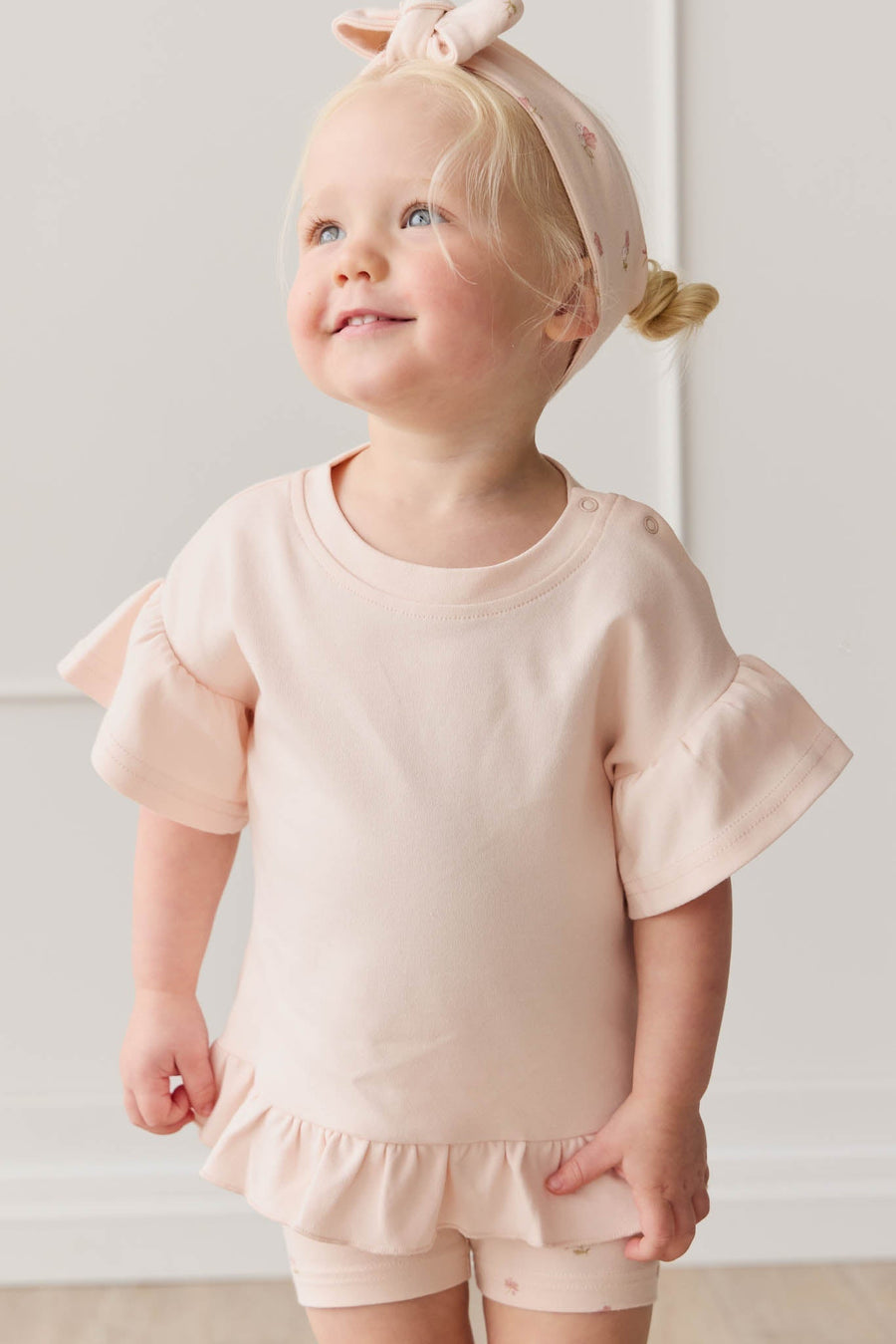 Pima Cotton Courtney Ruffle Top - Dainty Pink Childrens Top from Jamie Kay Australia