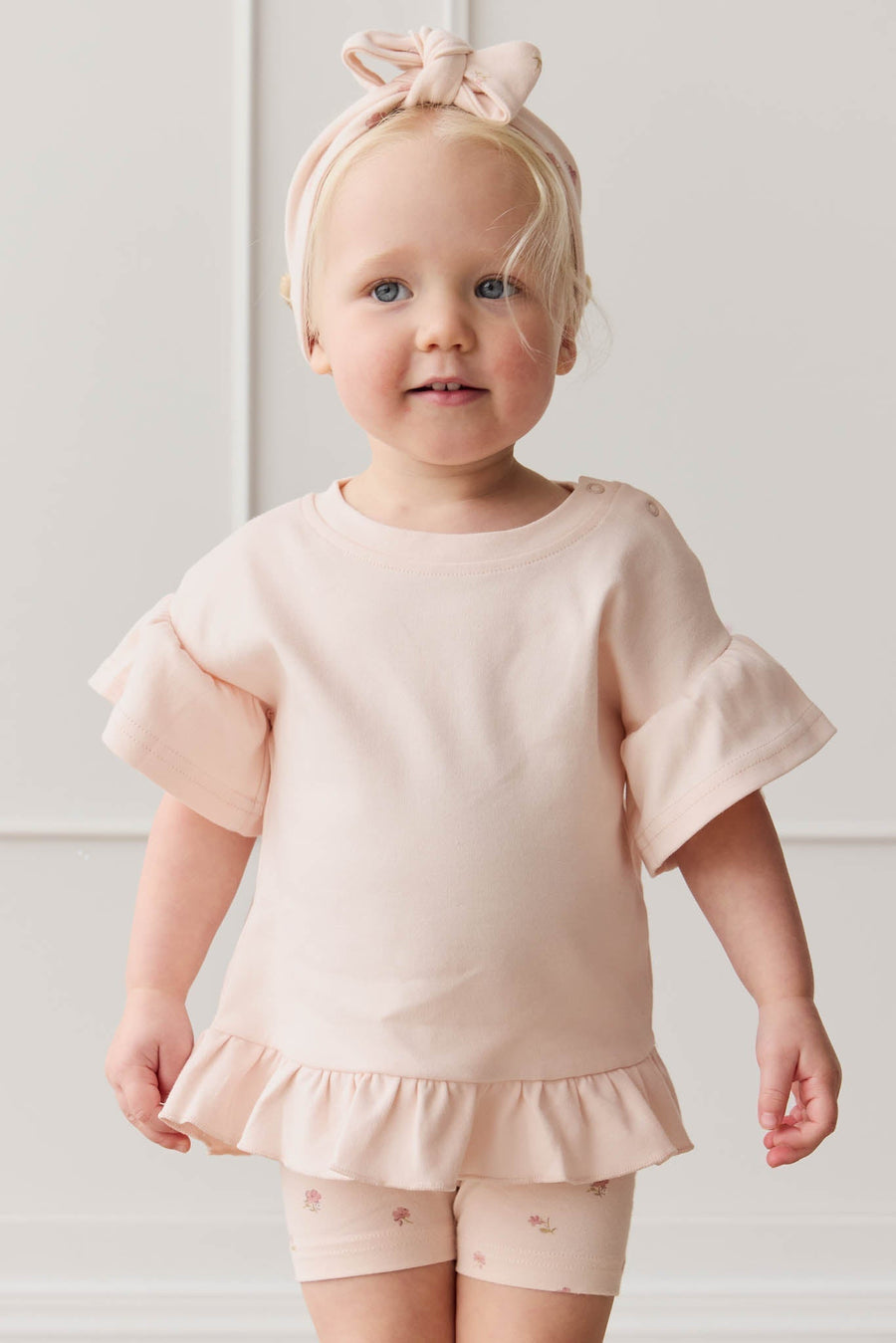 Pima Cotton Courtney Ruffle Top - Dainty Pink Childrens Top from Jamie Kay Australia