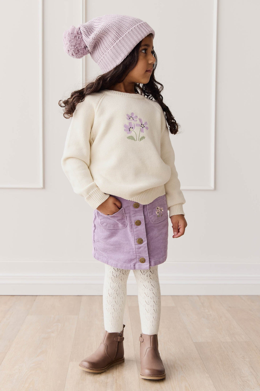 Macy Jumper - Cloud Meadow Flowers Placement Childrens Jumper from Jamie Kay Australia