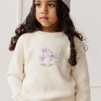 Macy Jumper - Cloud Meadow Flowers Placement Childrens Jumper from Jamie Kay Australia