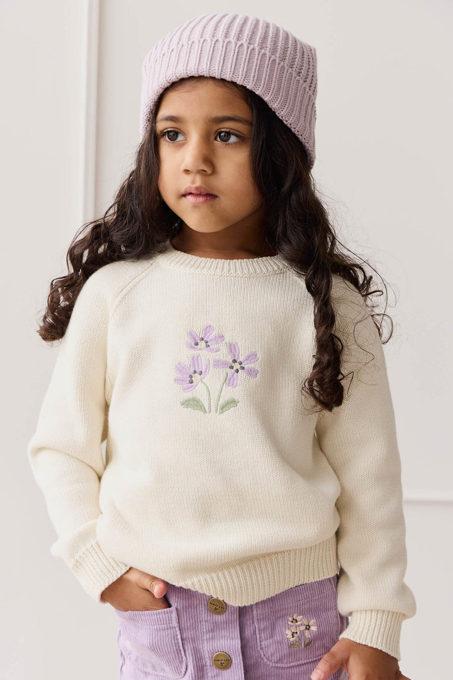 Macy Jumper - Cloud Meadow Flowers Placement Childrens Jumper from Jamie Kay Australia