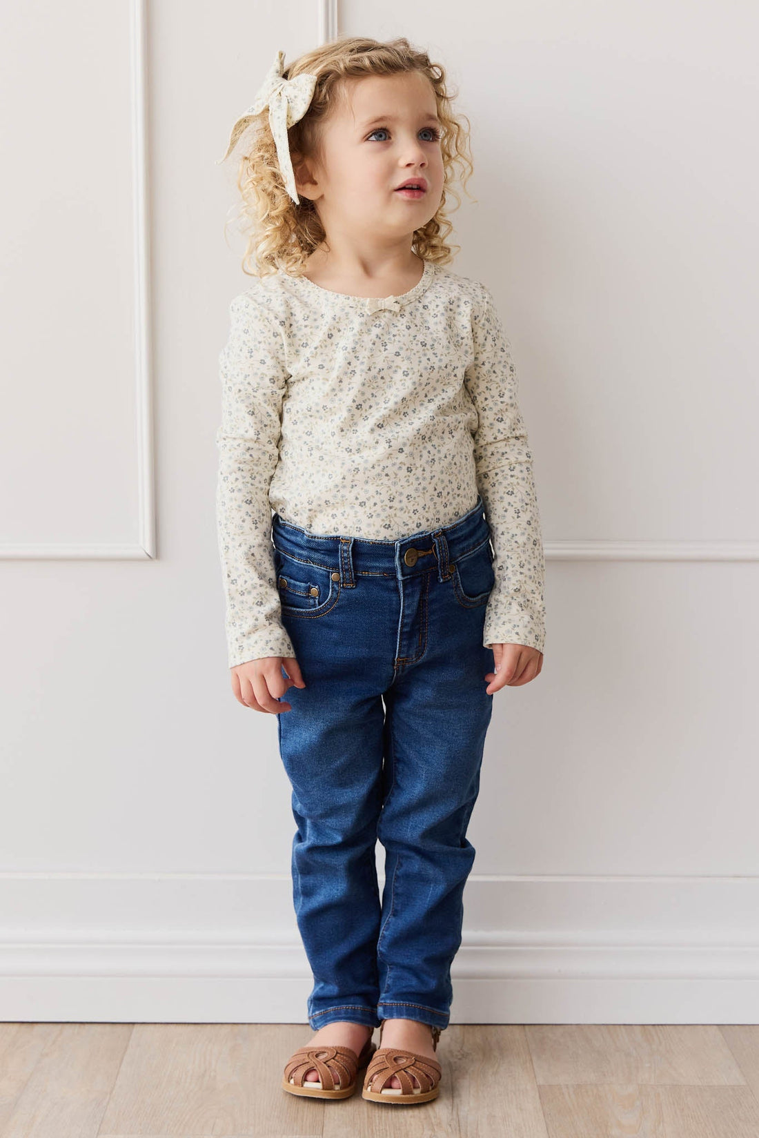 Organic Cotton Long Sleeve Top - Dainty Egret Blues Childrens Top from Jamie Kay Australia