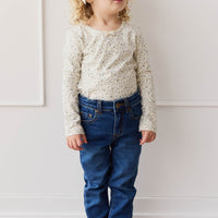 Organic Cotton Long Sleeve Top - Dainty Egret Blues Childrens Top from Jamie Kay Australia