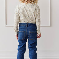 Organic Cotton Long Sleeve Top - Dainty Egret Blues Childrens Top from Jamie Kay Australia