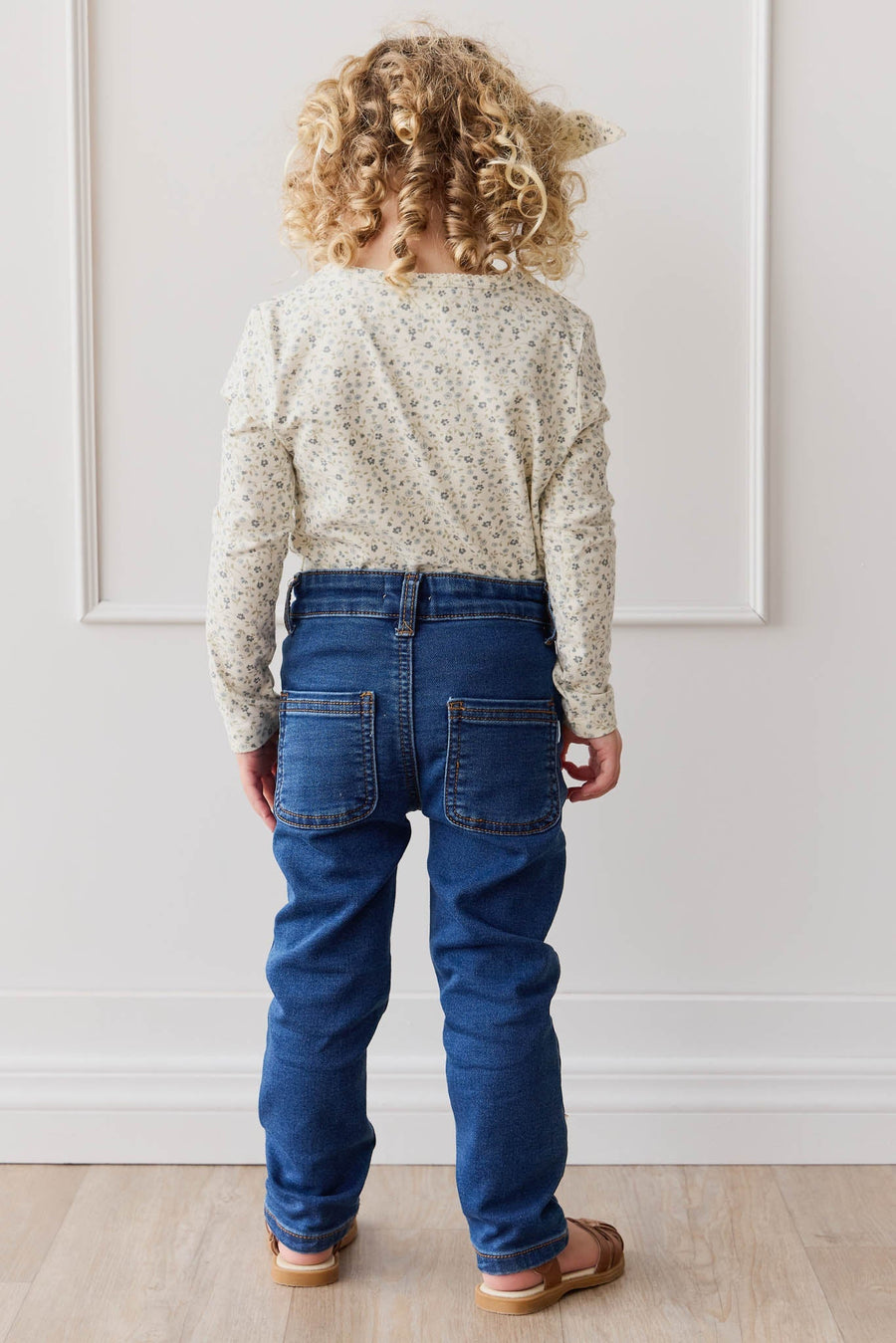 Organic Cotton Long Sleeve Top - Dainty Egret Blues Childrens Top from Jamie Kay Australia