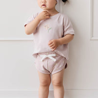 Organic Cotton Ivy Shortie - Simple Flowers Lilac Childrens Short from Jamie Kay Australia