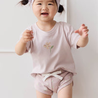 Organic Cotton Ivy Shortie - Simple Flowers Lilac Childrens Short from Jamie Kay Australia