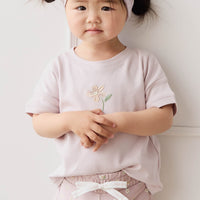 Organic Cotton Ivy Shortie - Simple Flowers Lilac Childrens Short from Jamie Kay Australia