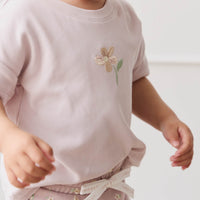 Organic Cotton Ivy Shortie - Simple Flowers Lilac Childrens Short from Jamie Kay Australia