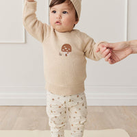 Ethan Jumper - Oatmeal Marle Jacquard Mushroom House Childrens Jumper from Jamie Kay Australia