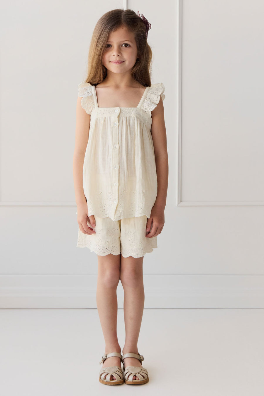 Organic Cotton Muslin Anja Top - Parchment Childrens Top from Jamie Kay Australia