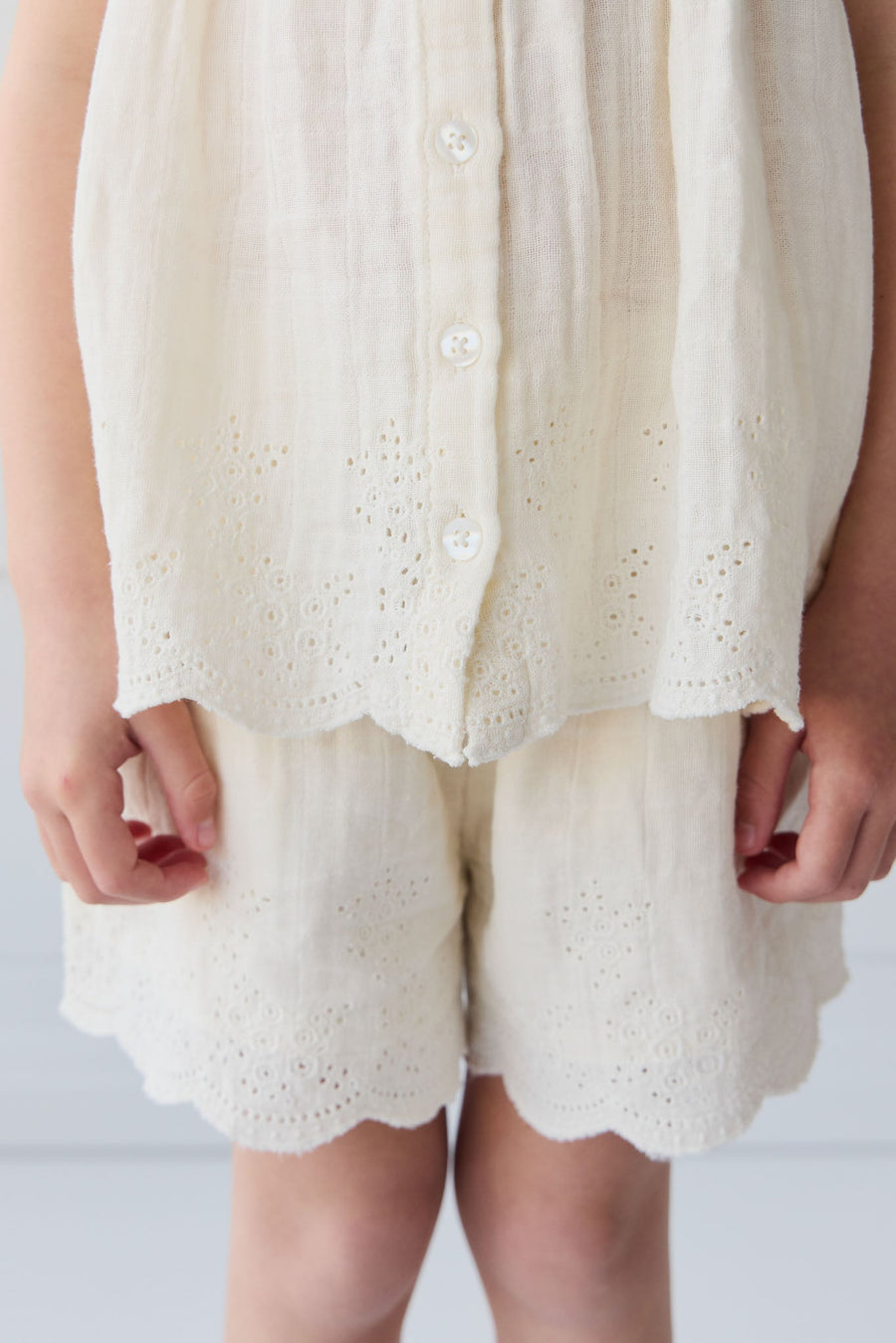 Organic Cotton Muslin Anja Short - Parchment Childrens Short from Jamie Kay Australia