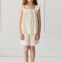 Organic Cotton Muslin Anja Short - Parchment Childrens Short from Jamie Kay Australia