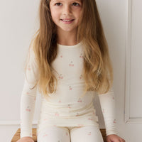 Bamboo Farley Long Sleeve Pyjama Set - Cherry Love Parchment Childrens Pyjama from Jamie Kay Australia