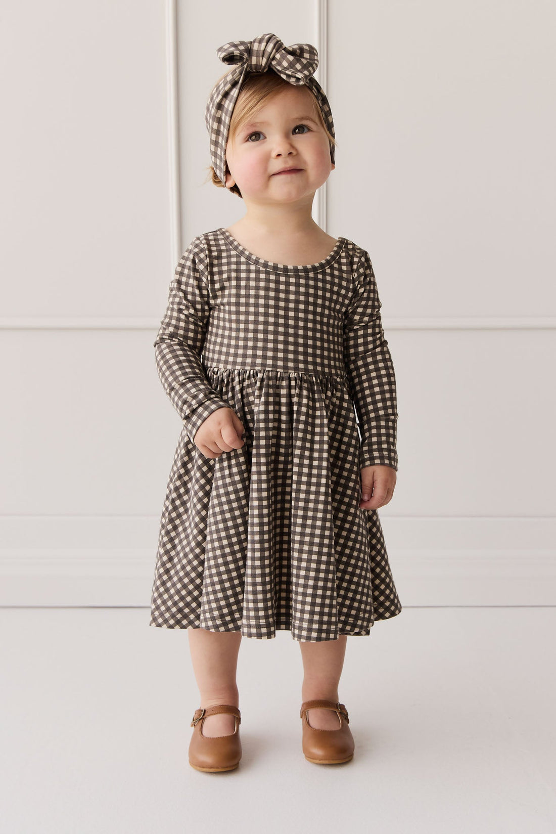 Organic Cotton Tallulah Dress - Mini Gingham Bistre Childrens Dress from Jamie Kay Australia