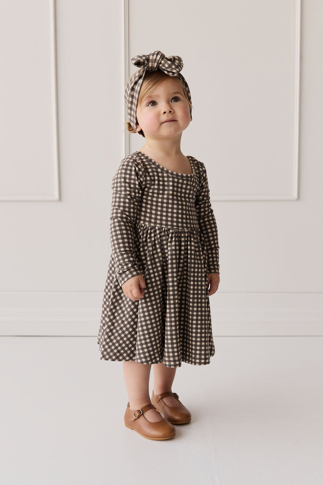 Organic Cotton Tallulah Dress - Mini Gingham Bistre Childrens Dress from Jamie Kay Australia