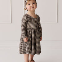 Organic Cotton Tallulah Dress - Mini Gingham Bistre Childrens Dress from Jamie Kay Australia