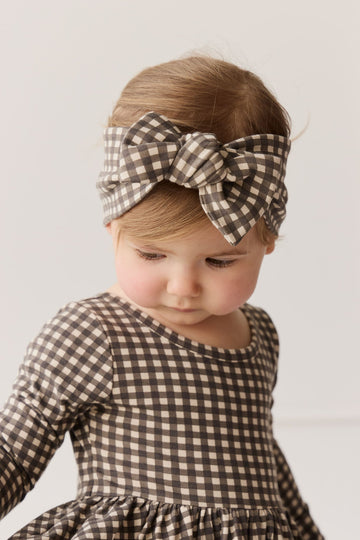 Organic Cotton Headband - Mini Gingham Bistre Childrens Headband from Jamie Kay Australia