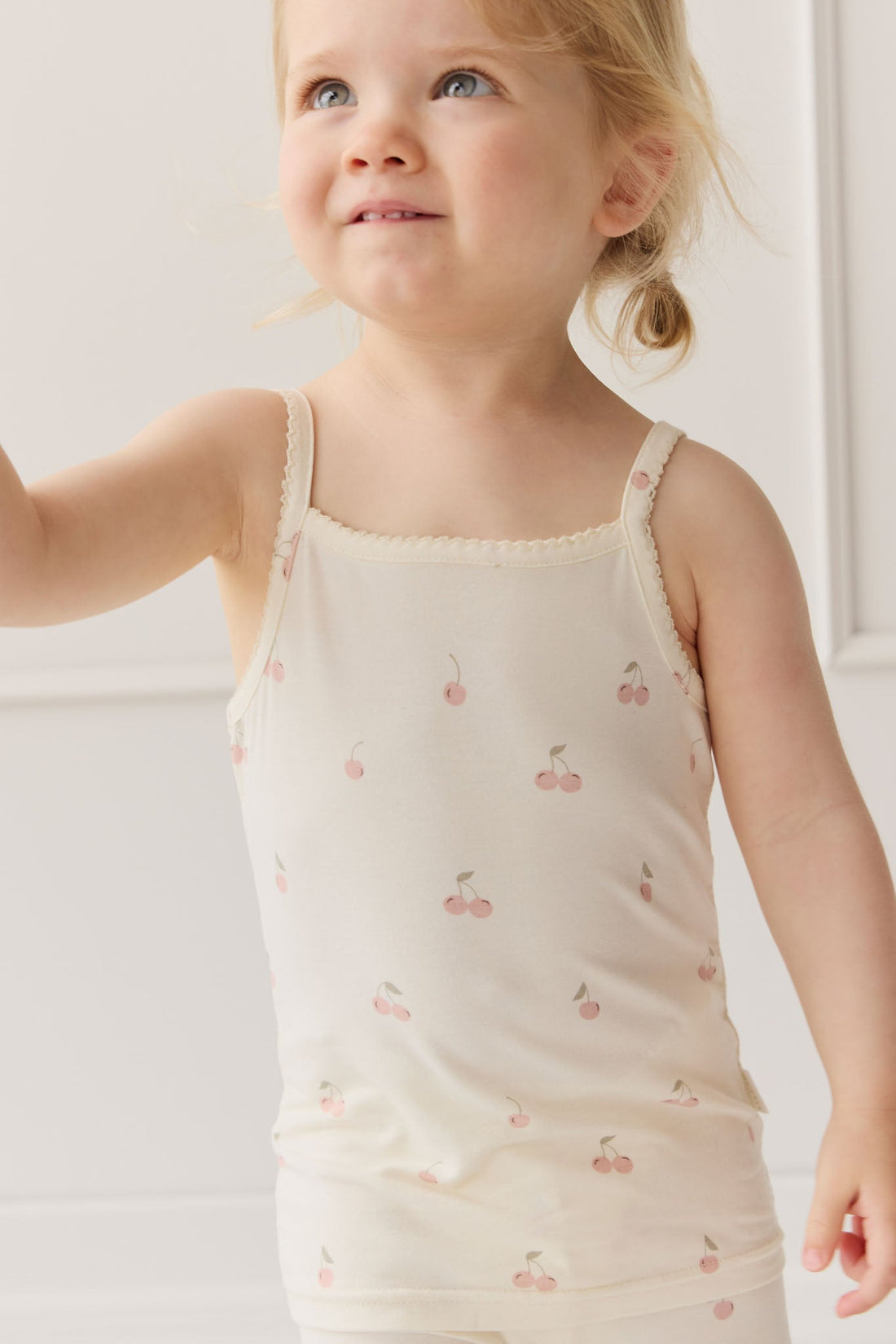 Bamboo Farley Singlet Pyjama Set - Cherry Love Parchment Childrens Pyjama from Jamie Kay Australia