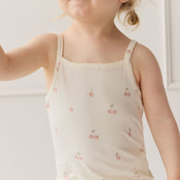 Bamboo Farley Singlet Pyjama Set - Cherry Love Parchment Childrens Pyjama from Jamie Kay Australia