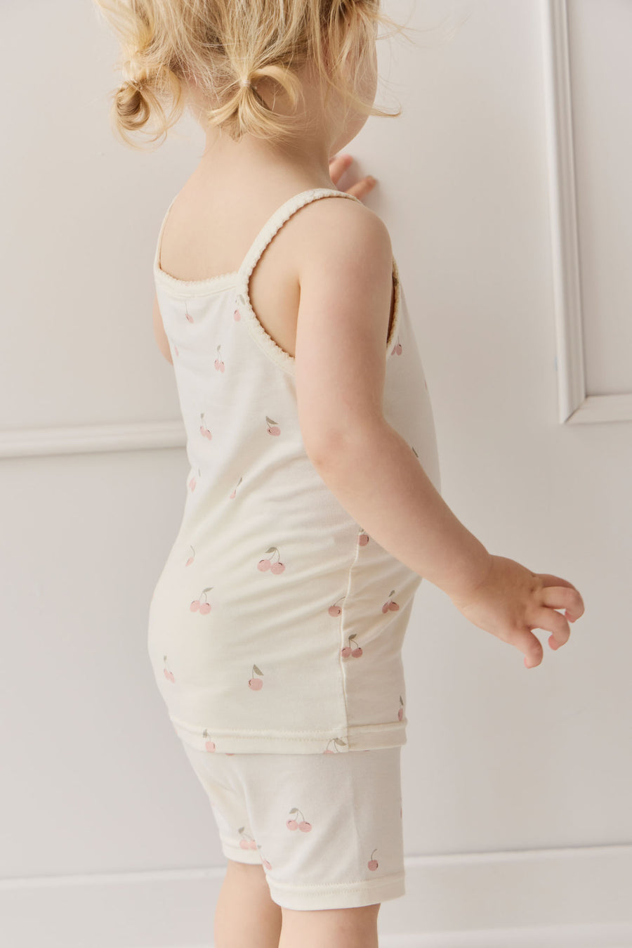 Bamboo Farley Singlet Pyjama Set - Cherry Love Parchment Childrens Pyjama from Jamie Kay Australia