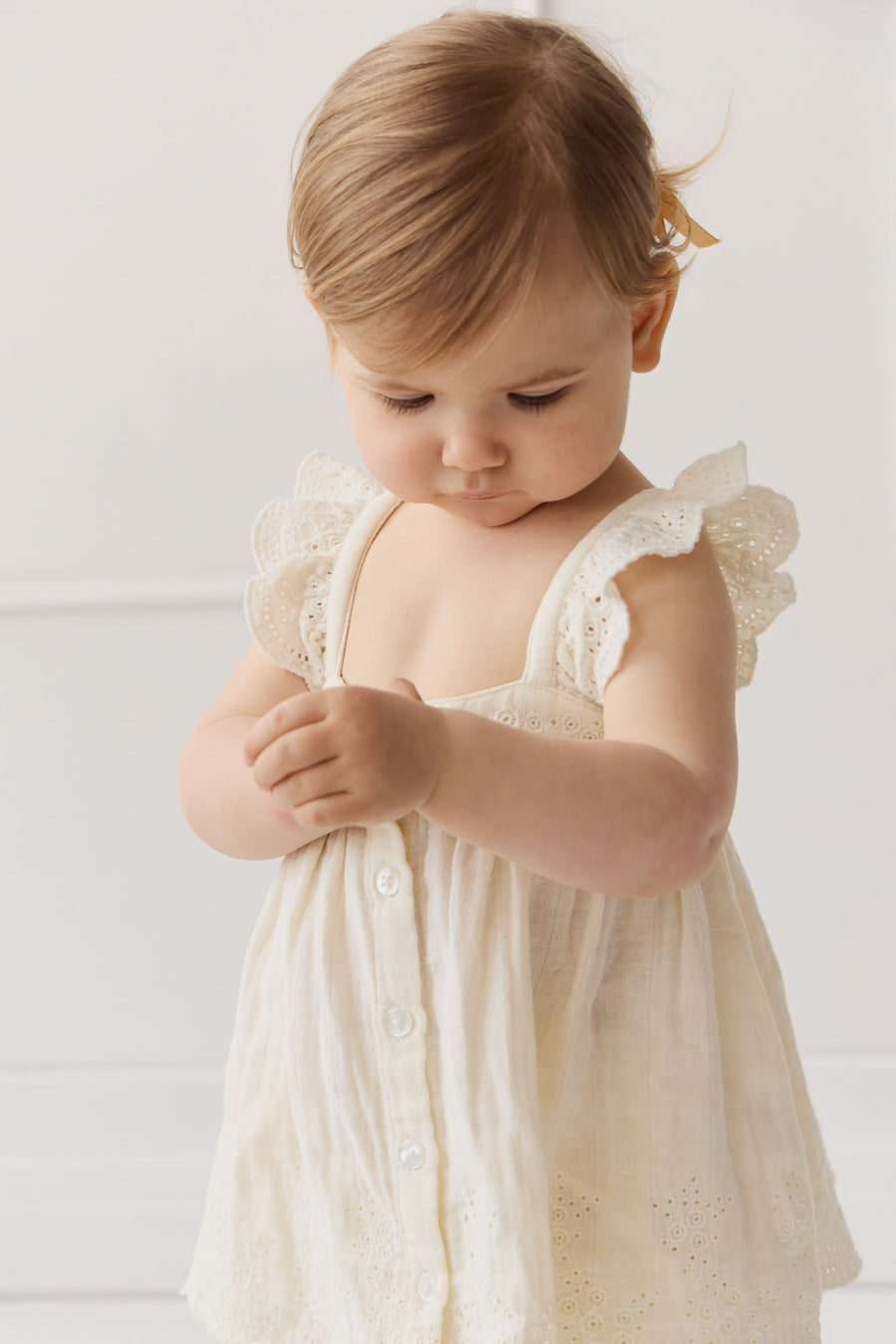 Organic Cotton Muslin Anja Top - Parchment Childrens Top from Jamie Kay Australia