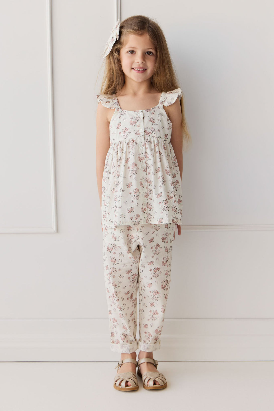 Organic Cotton Elodie Pant - Selena Blush Childrens Pant from Jamie Kay Australia