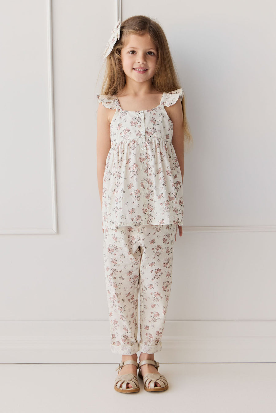 Organic Cotton Elodie Pant - Selena Blush Childrens Pant from Jamie Kay Australia