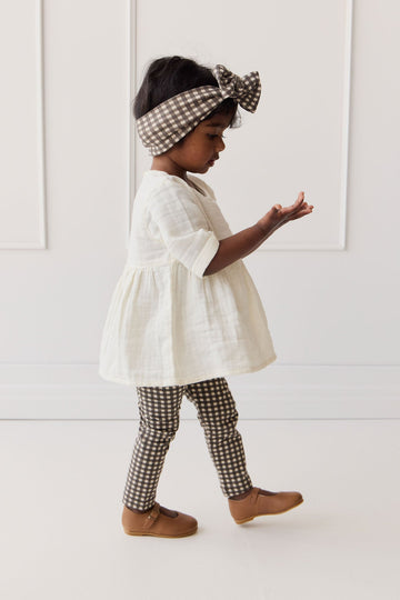 Organic Cotton Everyday Legging - Mini Gingham Bistre Childrens Legging from Jamie Kay Australia